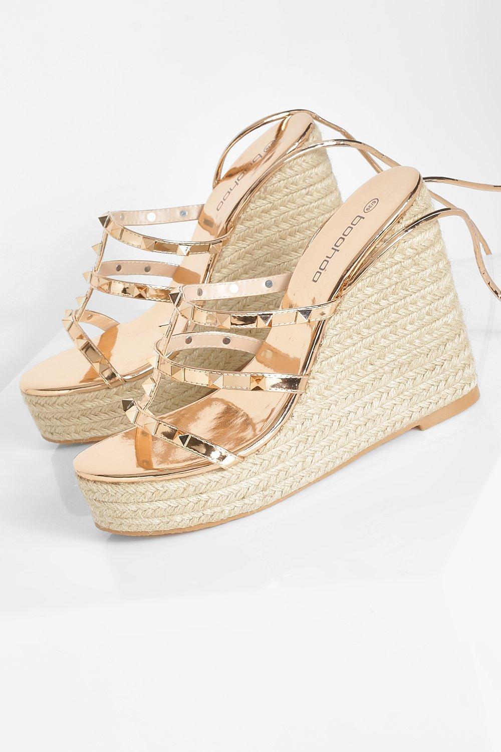 Gold on sale wedges boohoo